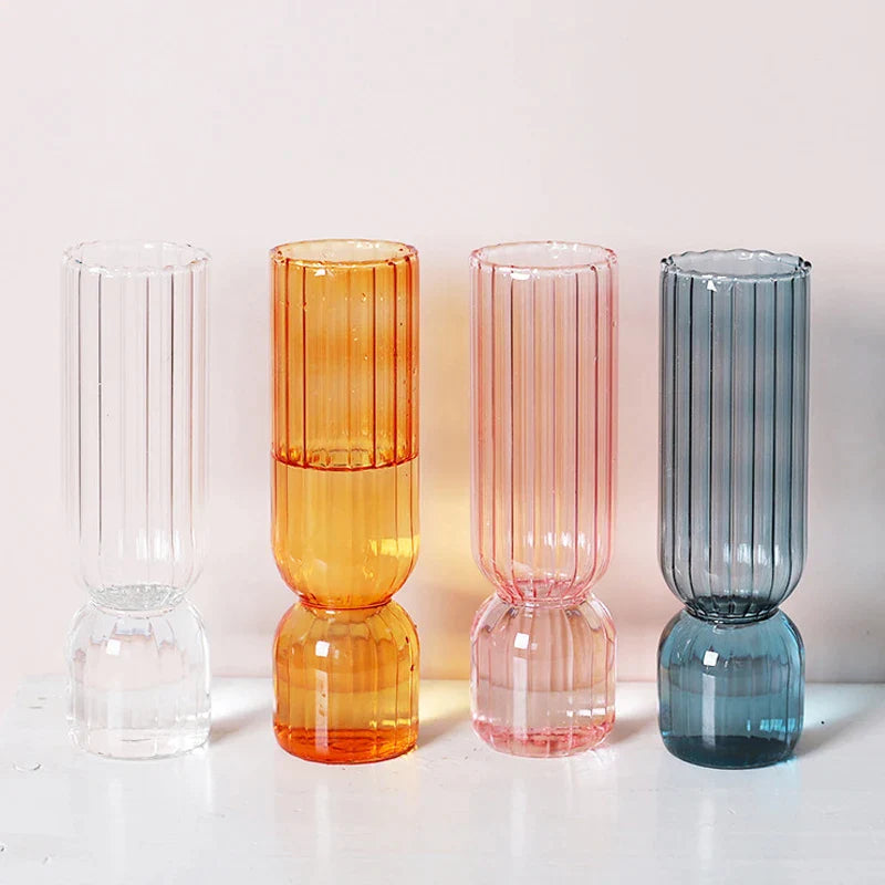Vase en verre nordique coloré Transparent, Arrangement de fleurs, conteneur de plantes hydroponiques, ornement de bureau, décoration de la maison 