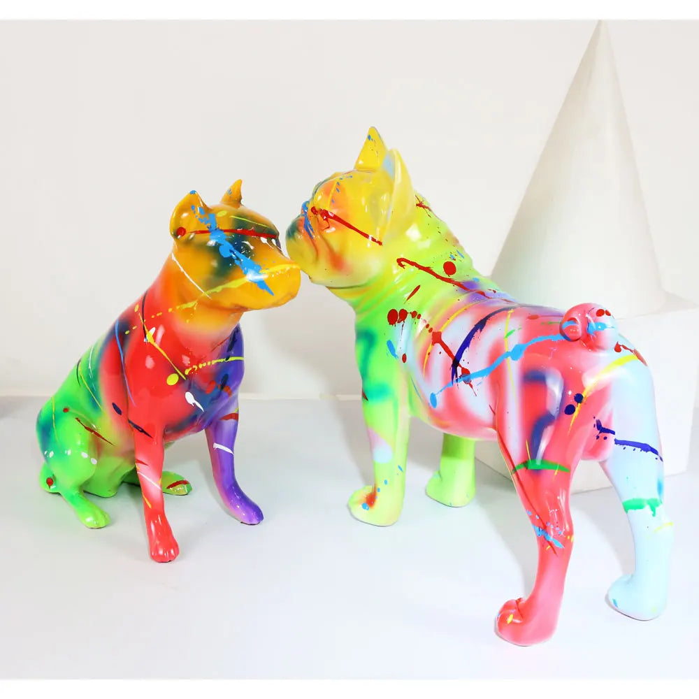 Creative Modern Art Fluorescence Spray Color Stamford Statue Home Decoration Wine Cabinet Pet Dog Desktop Home Furnishing Decor