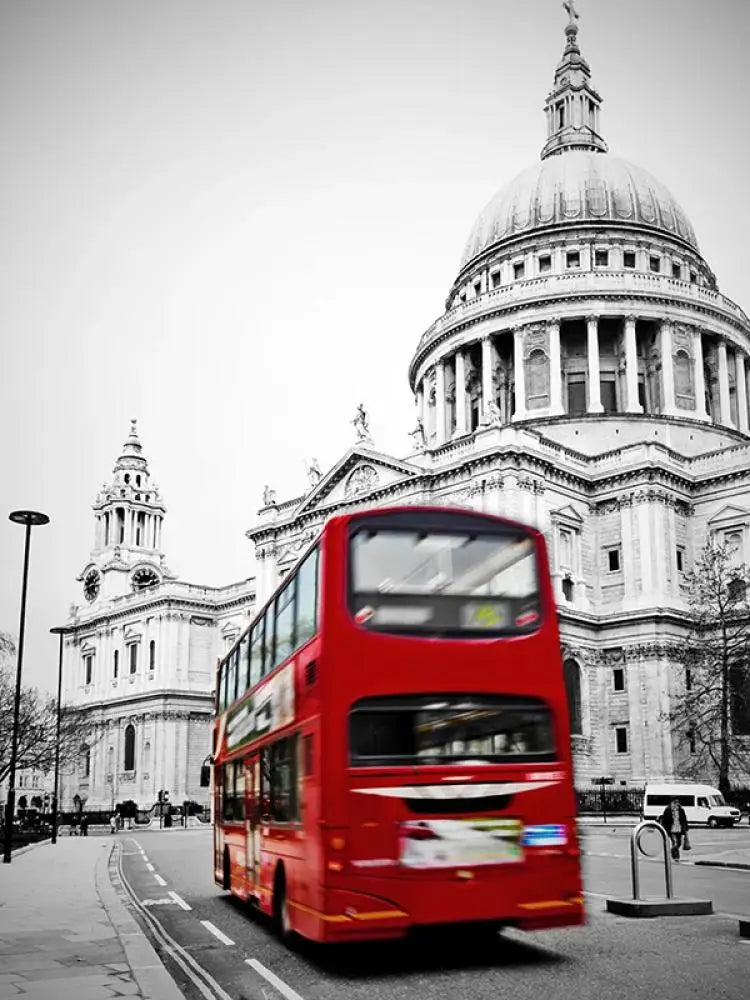Roman Architecture Street Red Bus London Black and White Poster Painted Canvas Living Room Bedroom Decoration for Art Lovers