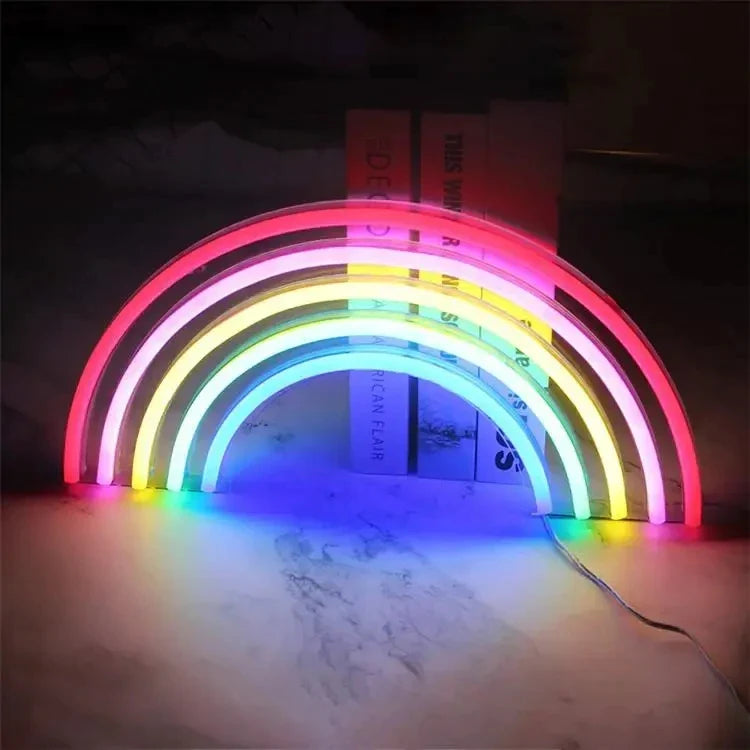 Rainbow Love Neon Sign Light for Bedroom Hanging Wall Party Christmas Decoration Colorful Night Light Neon Bulb Desktop Lamp