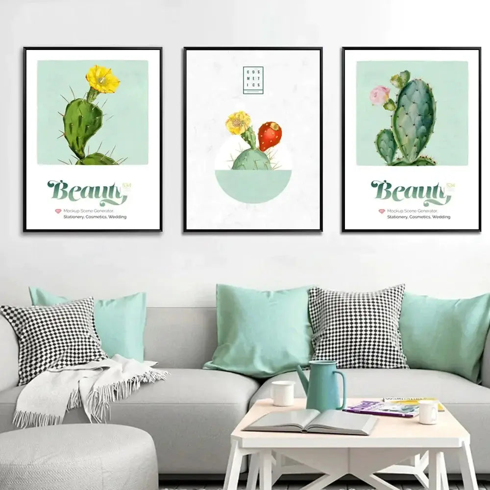 Minimalist Boho Pink Art Canvas Wall Decor Poster And Prints Tropical Green Plants for Girl Bedroom Living Room Decor