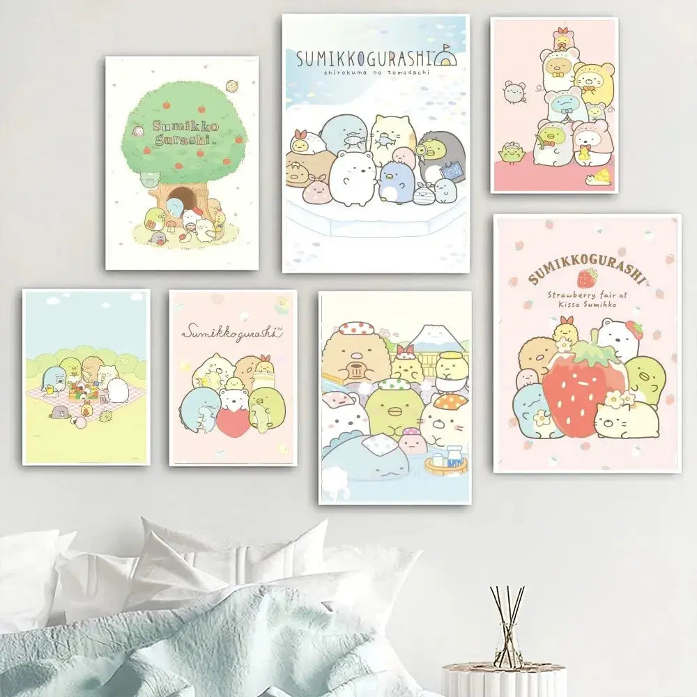 Kawaii S-Sumikko Gurashi Cute Poster Home Room Decor Livingroom Bedroom Aesthetic Art Wall Painting Stickers
