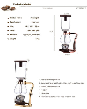 ACACUSS SIPHON COFFEE Maker Set vintage coffee Maker coffee bar decor Art - Coffee Machine Siphonic Distillation Coffee Pot - ACACUSS