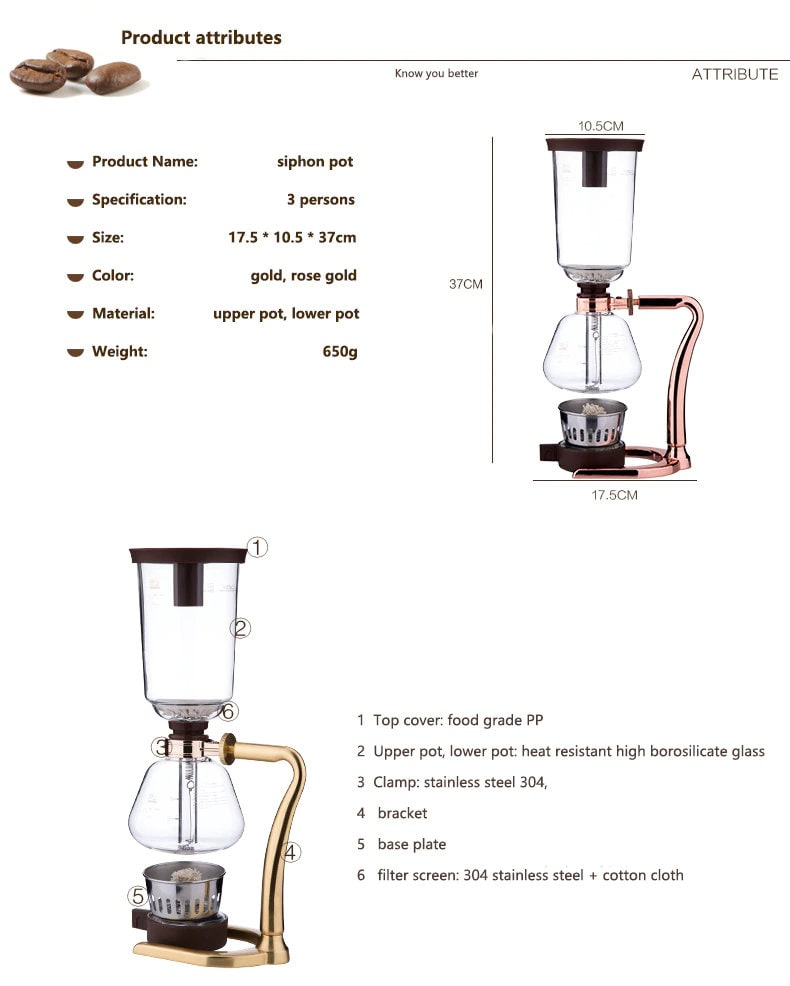 ACACUSS SIPHON COFFEE Maker Set vintage coffee Maker coffee bar decor Art - Coffee Machine Siphonic Distillation Coffee Pot - ACACUSS