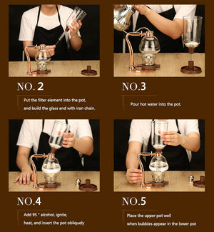 ACACUSS SIPHON COFFEE Maker Set vintage coffee Maker coffee bar decor Art - Coffee Machine Siphonic Distillation Coffee Pot - ACACUSS