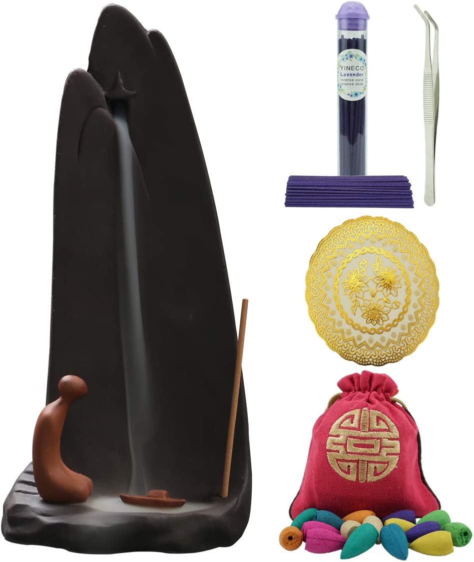 SPIRITUAL Cloudy Mountain Cliff Backflow Incense Burner - acacuss