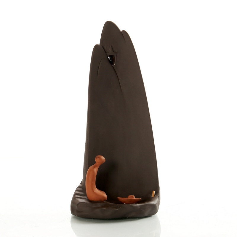 Minimalist Ceramic Waterfall  backflow Incense Burner| Modern SPIRITUAL Cloudy Mountain Cliff  Backflow Incense Burner | Cone Incense Burner - ACACUSS