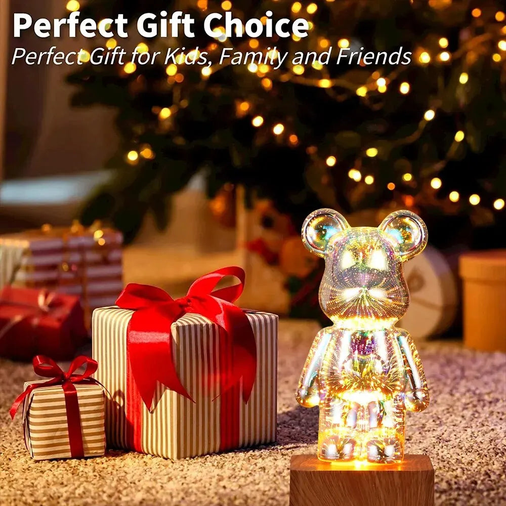 LED 3D Bear Firework Night Light USB Projector Lamp Color