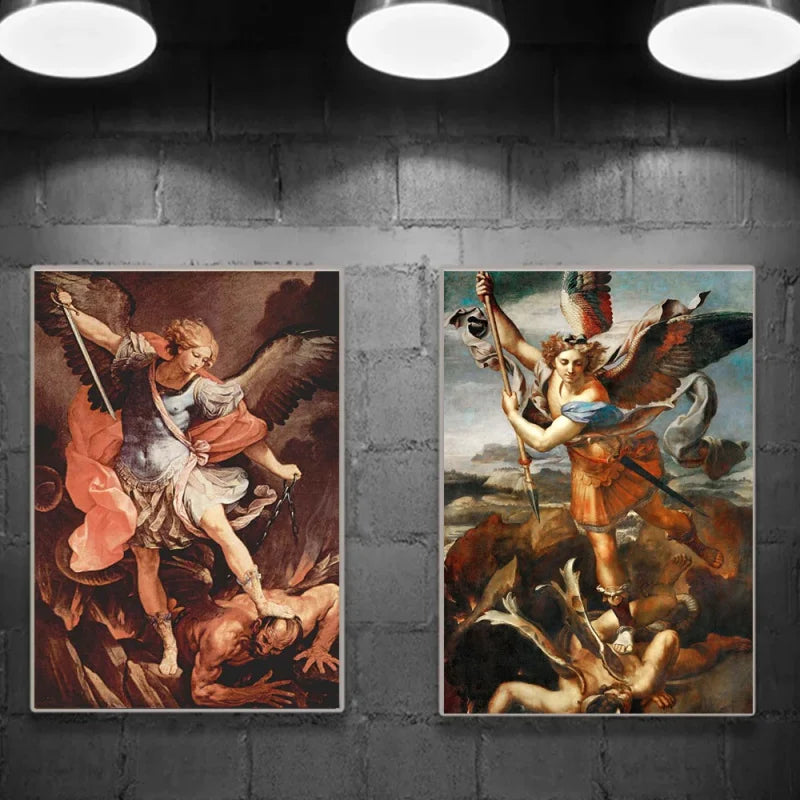 Retro Religious Wall Art Christian Angel HD Oil On Canvas Posters And Prints Michael Archangel Living Room Bedroom Decor Gifts