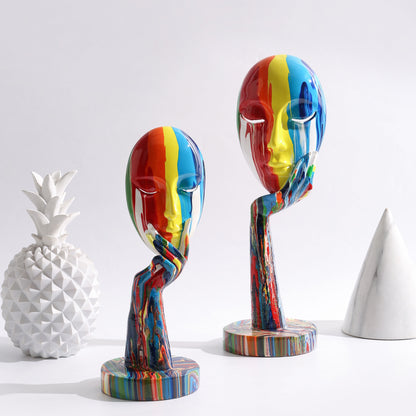 Moderne Kunst, kreativ bemalt, bunt, abstrakte Maske, Dekoration, Heim-Weinschrank, Büro-Dekoration, Desktop-Dekoration, Kunsthandwerk