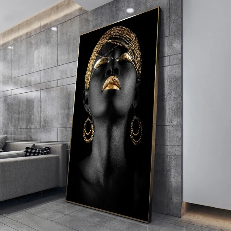 Canvas Painting African Black Woman Posters and Prints Large Wall Art Pictures for Living Room Home Decoration