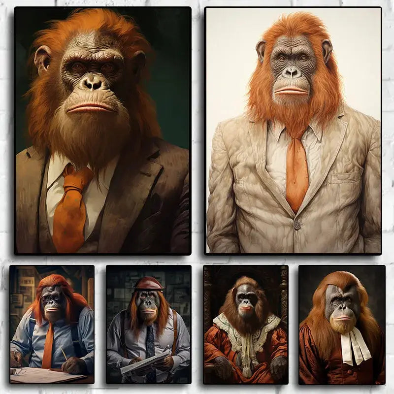 1Pcs Wall Art Canvas Painting Animal Home Decor Living Room Interior Paintings Doctor Poster Bedroom Lawyer Orangutan Decoration