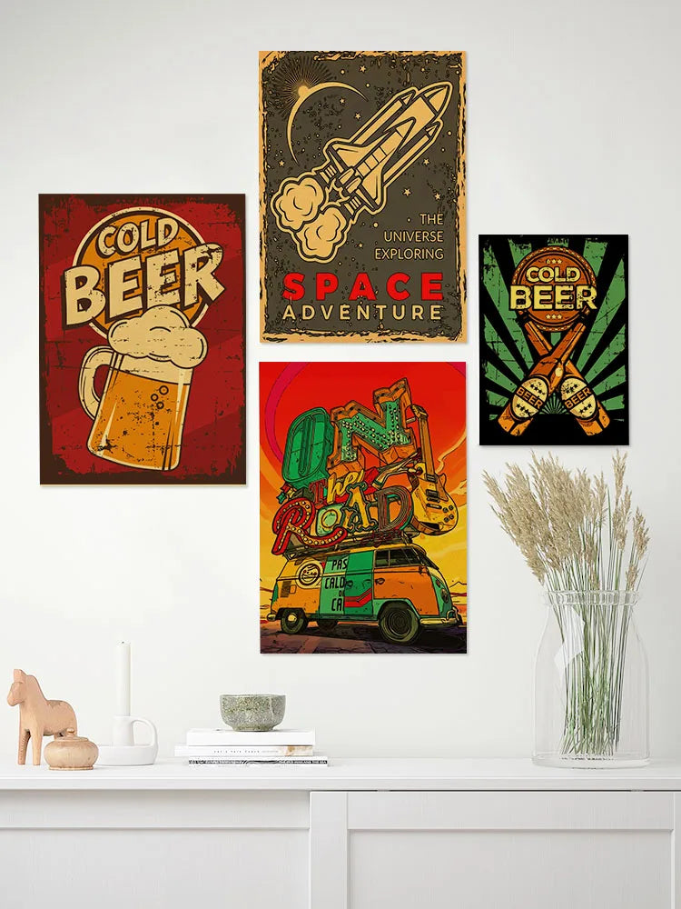 Bar Beer Retro Poster Kraft Paper Posters Vintage Home  Medicine Student Decor Medical Art Wall Painting Poster