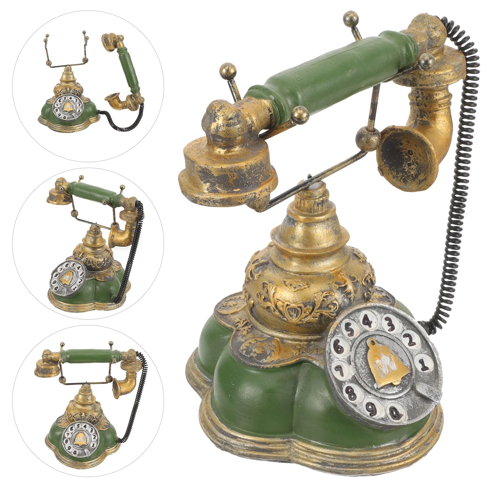 Corded Telephone Photograph Prop Resin Retro Telephone Classic Corded Telephone Vintage Home Office Hotel Desk Decor Ornament