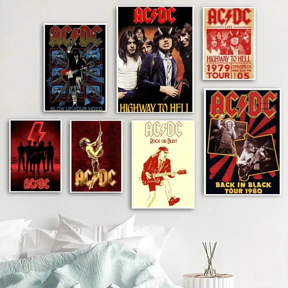 Band-ACDC-AC-DC Poster Home Room Decor Livingroom Bedroom Aesthetic Ar ...
