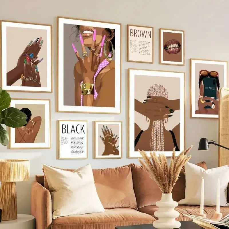 Modern Wall Art Painting Fashion Girl Hair And Nail Salon Living Room Decor Poster And Print For Bedrooms And Living Room