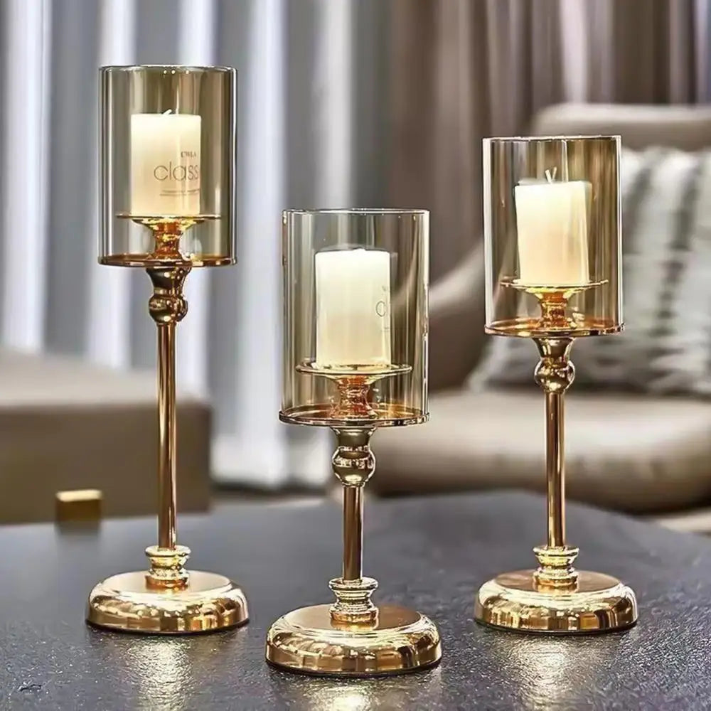 Luxury Classic Metal Candle Holders Vintage Golden Candlestick Home Decoration for Wedding Candelabra Crystal Candle Holder