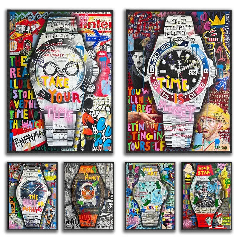Time is Money Posters and Prints Graffiti Canvas Painting Modern Pop W ...