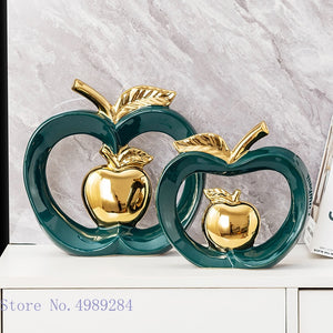 Simulated Apple Hollow Golden Ceramic Art Crafts Desktop Storage Ornaments Candy Jar Storage Box Golden Apple Home Furnishings acacuss