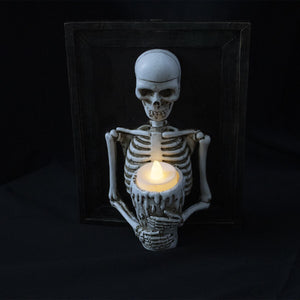 Skeleton Candlestick Holder Halloween Skeleton Photo Frame Home Decoration Resin Wall Hanger Desktop Pendant LivingRoon Decora acacuss