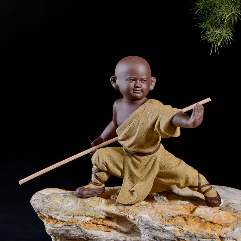 Small monk sculpture statue ceramic home decoration crafts Chinese style tea set sculpture Buddha statue best gift acacuss