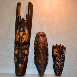 Southeast Asian Style Wall Hanging Pendant Thai Wood Carving African Face Mask Creative Retro Home Bar Hotel Decoration acacuss