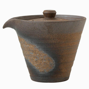 Stoneware Gaiwan Handmade Pottery Unique Hat Pot Iron Glaze Teapot 140ml capacity - acacuss