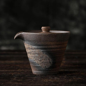 Stoneware Gaiwan Handmade Pottery Unique Hat Pot Iron Glaze Teapot 140ml capacity - acacuss