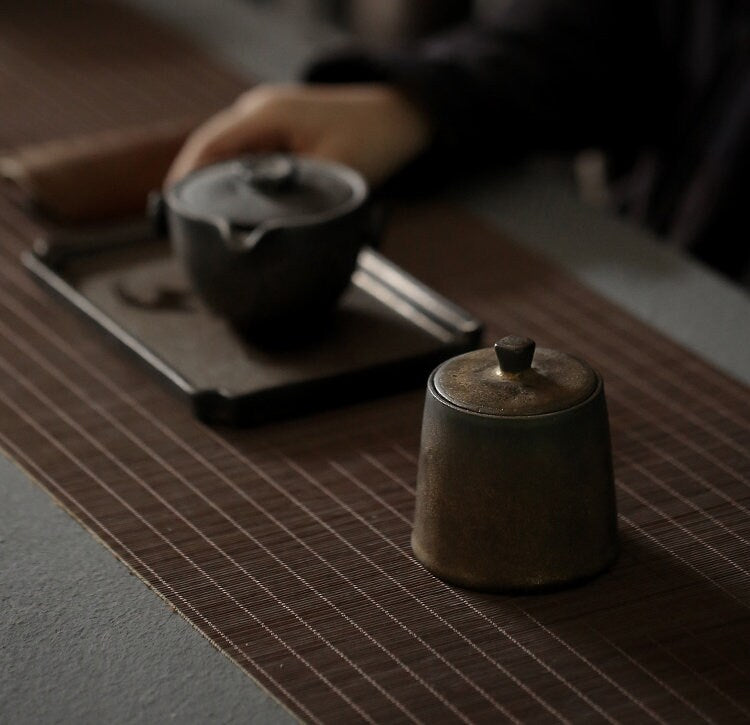 tea canister Gilt Ceramic Tea Caddy Small Stoneware Tea & Coffee Containers Jars - ACACUSS