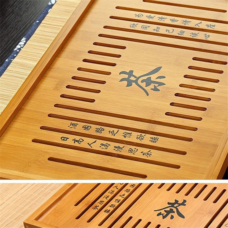 ACACUSS Bamboo tea tray square size | Tea Tray Heavy Natural Bamboo | Traditional Bamboo Wood Gongfu Tea Tray | Tea Table Tray Drainage - ACACUSS