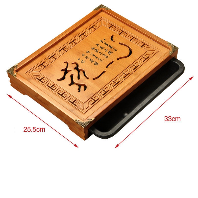 ACACUSS Bamboo tea tray square size | Tea Tray Heavy Natural Bamboo | Traditional Bamboo Wood Gongfu Tea Tray | Tea Table Tray Drainage - ACACUSS