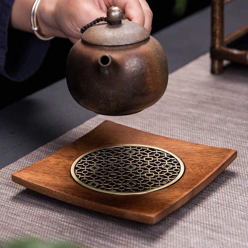 Walnut Teapot Mat Household Pot Holder Coaster Tea Mat - Wooden Tea Tray Pot Holder - ACACUSS