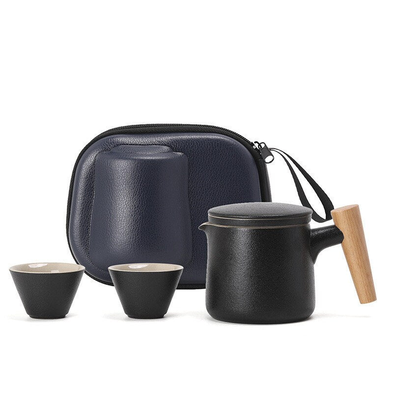 ACACUSS Teapot and tea cups small set with Travel Bag - Kung FU Tea Ceremony Handmade Pottery Unique Gift Box - ACACUSS
