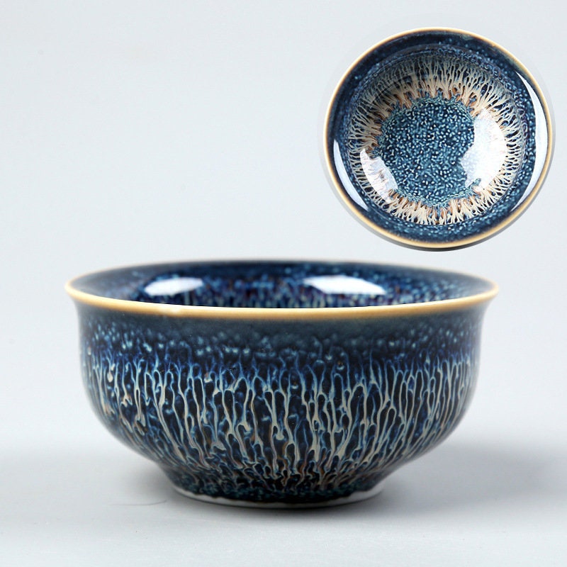 ACACUSS Jianzhan Teacup Jianyang Tianmu Glaze Inlaid Silver Oil Dripping Tea Bowl Inlaid Silver Tea Cup Whitebait Master Cup Kungfu Tea - ACACUSS