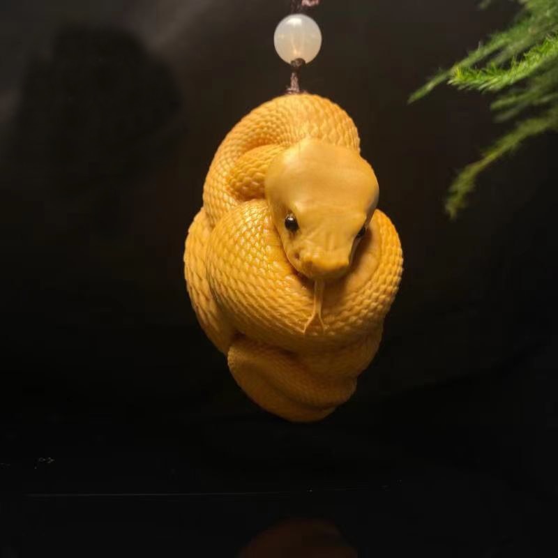 Thuja Sculptures And Figurines Hand Carved Wood Carving Snake Statue Car Hanging Home Decoration Ornaments Pendant acacuss