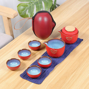 ACACUSS Tea Set of 6 Travel Tea Set Cup Kung Fu TeaSet Ceramic Portable Teapot Porcelain kuai ke tea set - ACACUSS