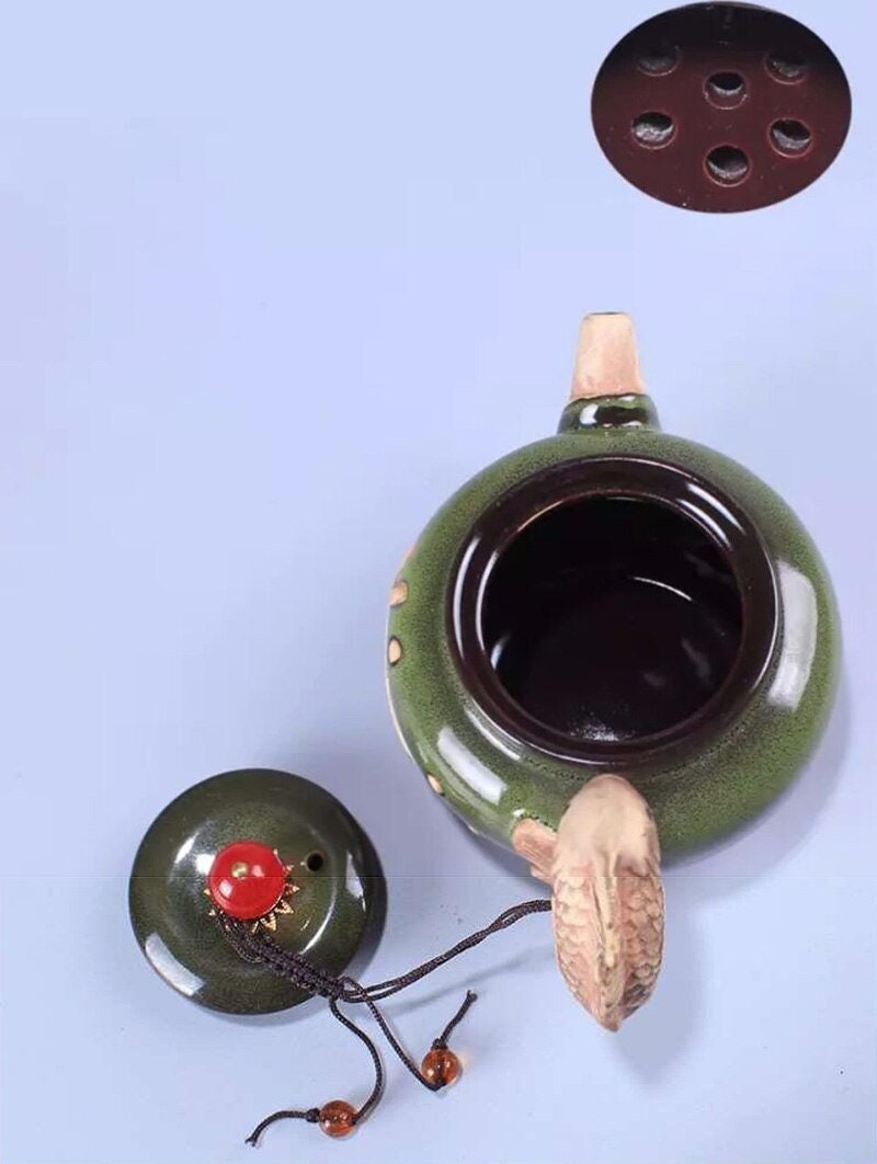 ACACUSS Unique  Porcelain Chinese Teapot Side Handle Pot Gold Inlaid I Kyusu Side teapot - ACACUSS