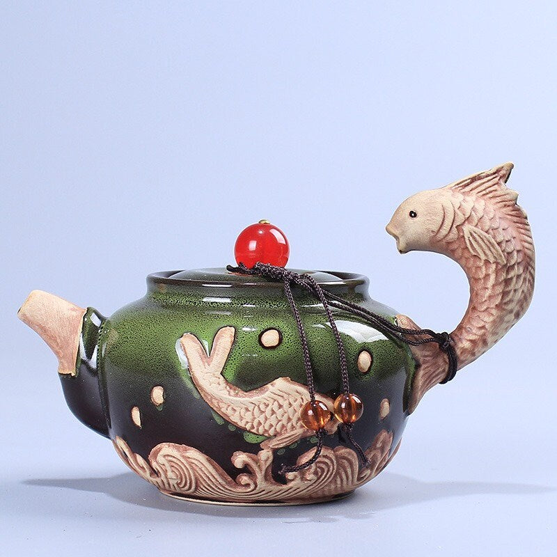 ACACUSS Unique  Porcelain Chinese Teapot Side Handle Pot Gold Inlaid I Kyusu Side teapot - ACACUSS