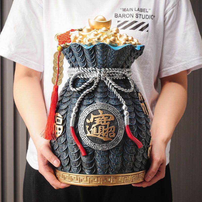 Unique Piggy Bank Chinese Cornucopan Resin Money Storage Jar Lucky Feng Shui Ornaments Ultra-large Capacity Only In But Not Out acacuss