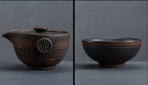 Unique Teaware Purple pottery Fashionable Ceramic Travel Tea Set Portable 2 Tea Cups and Teapot - acacuss
