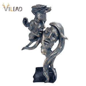 VILEAD Retro Resin Mask Statue Nordic Couple Face Statuette Home Interior Decor TV Cabinet Bookcase Office Decoration Craft Gift acacuss