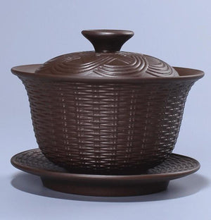 Weave Gaiwan Purple Clay Tea Tureen Handmade Health Zisha Teaware Office Tea Ceremony Puer Oolong Tea Teapots Big Tea Bowl acacuss