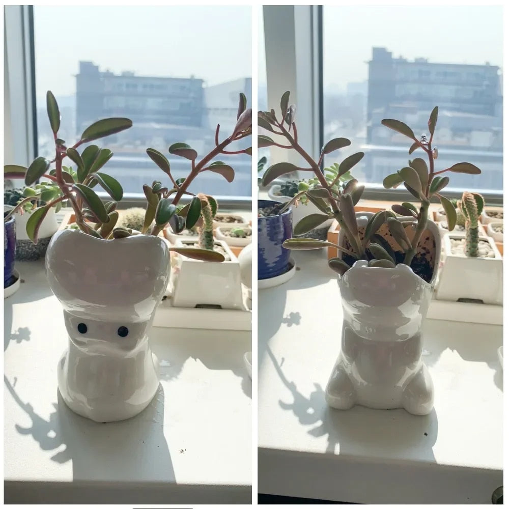 hippo plant pot White Ceramic Hippo Planter Decorative Flower Pot Multifunctional Container Holder Animal Figurines Home Garden Decor