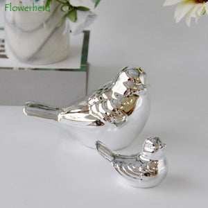 White Porcelain Birds Desktop Ornaments Home Decorations Nordic Ceramic Home Crafts Gold Silver Magpie Bird Decoration acacuss