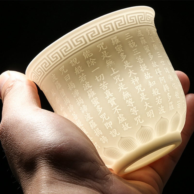 White Porcelain Heart Classics Cup Goat FatJade Personal Cup Tea Set Ceramic Host Cup Sample Tea Cup Kung FuTeaCupSingleCupSmall acacuss