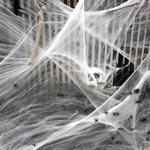 White Stretchy Cobweb Artificial Spider Web Halloween Decoration Scary Party Scene Props Horror House Home Decora Accessories acacuss