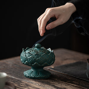 Zen Ceramic Lotus Incense Burner Home Decoration Incense Cone Incense Tray Container Chinese-style Tea Room Decoration acacuss