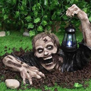 Zombie Lantern Resin Zombie Garden Statues Horror Movie Yard Garden Lawn Gnomes Halloween Outdoor Decor Zombie Statue w Battery acacuss
