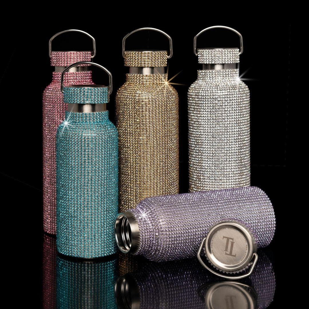 Diamond Vacuum Flask - Portable Rhinestone Diamond Double Layer Stainless Steel Water Bottle Outdoor Sports Travel Metal Thermos - acacuss