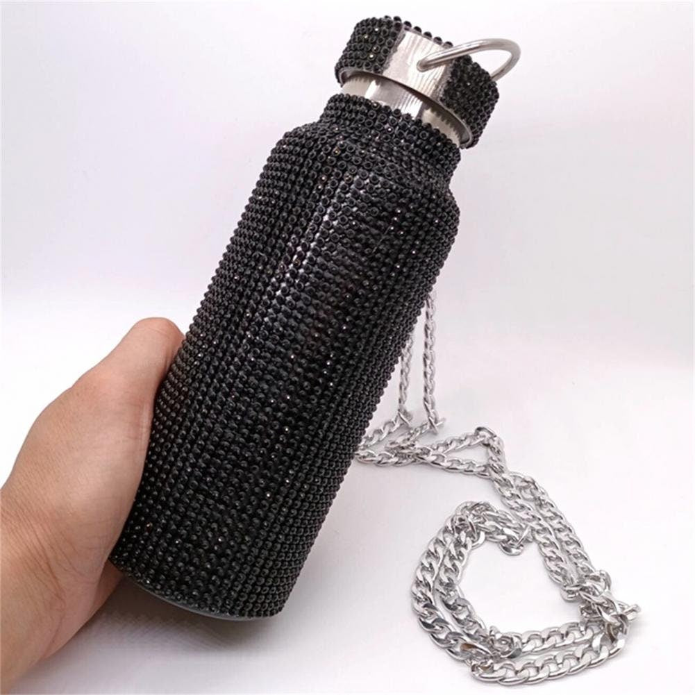 Diamond Vacuum Flask - Portable Rhinestone Diamond Double Layer Stainless Steel Water Bottle Outdoor Sports Travel Metal Thermos - acacuss